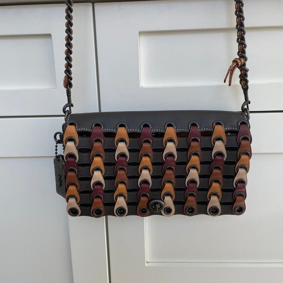 Coach Dinky Tabby Genuine Leather Shoulder Bag Brown/Tan/Cream/Burg Sz OS NWT - Picture 7 of 12